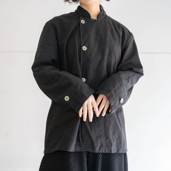 1970-80s Italian military cotton twill chef jacket 'dead stock' -black dyed-