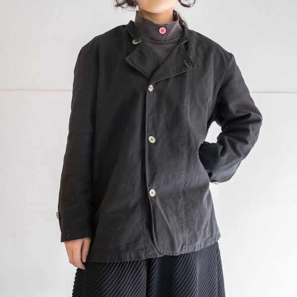 1970-80s Italian military cotton twill chef jacket 'dead stock' -black dyed-