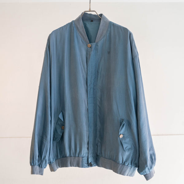 around 1990s turquoise blue color silk blouson