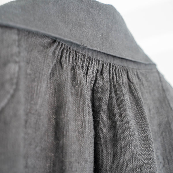 〜1920s France antique linen smock -black dyed-