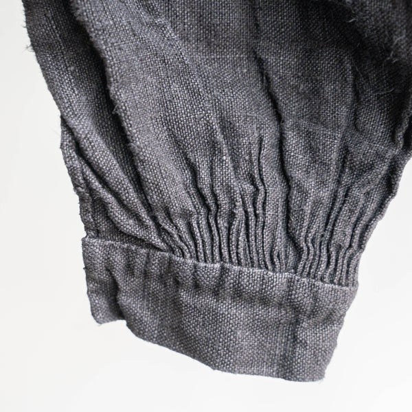 〜1920s France antique linen smock -black dyed-