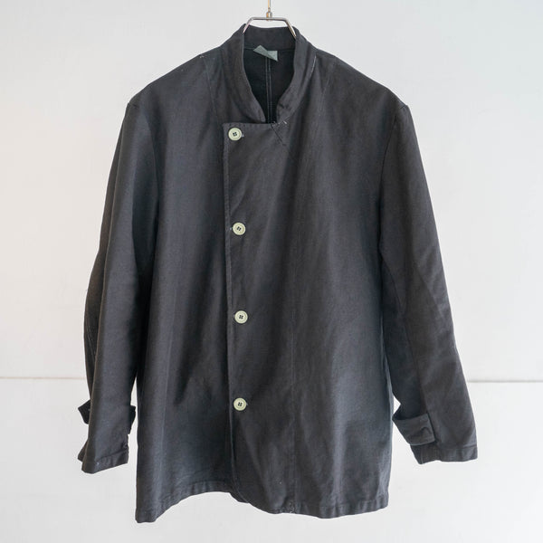 1970-80s Italian military cotton twill chef jacket 'dead stock' -black dyed-