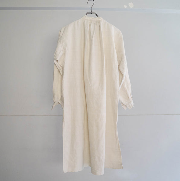 ~1920s France antique linen smock shirt -stand collor type-