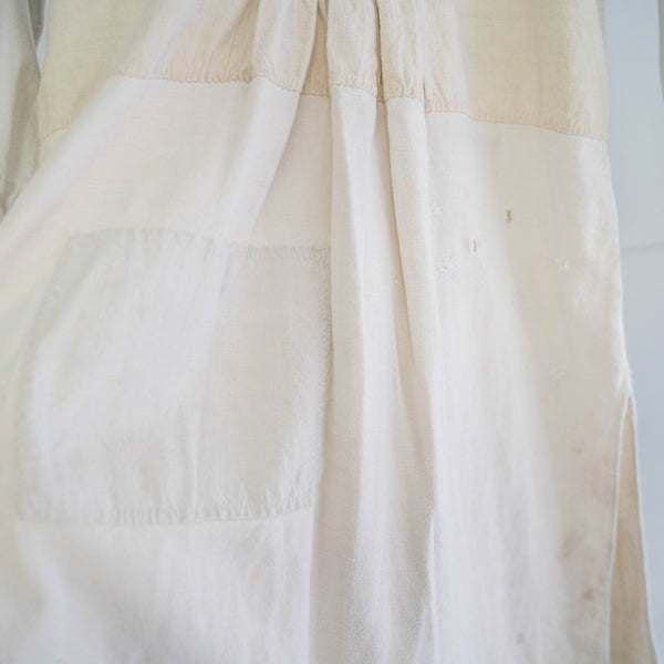 ~1920s France antique linen smock shirt -with good patch & damage-