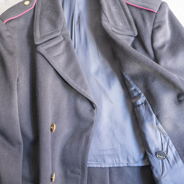 1970-80s italian military dark navy wool coat -with gold buttons- 'dead stock'