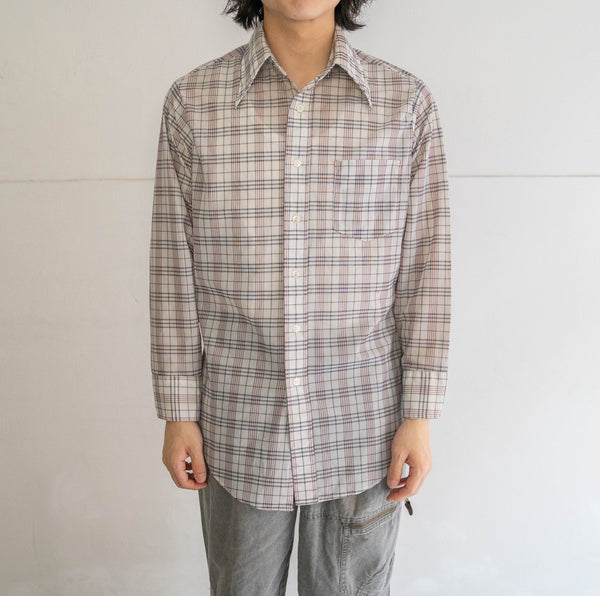 around1990s poly × nylon check shirt