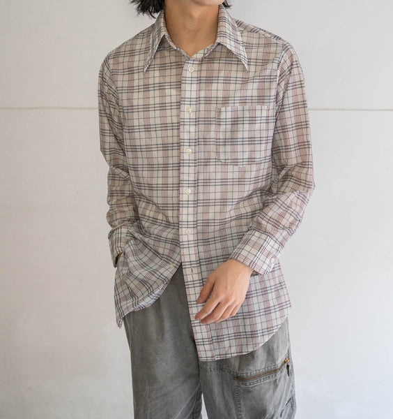 around1990s poly × nylon check shirt