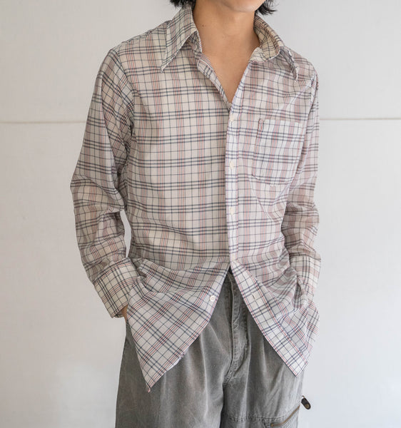 around1990s poly × nylon check shirt