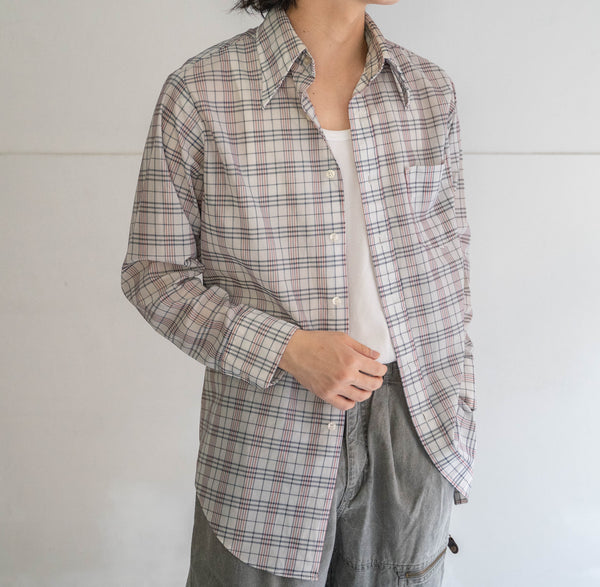 around1990s poly × nylon check shirt