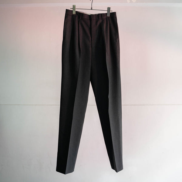 1990s Japan vintage gray wool 2 tuck slacks