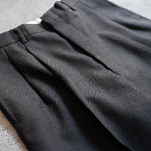 1990s Japan vintage gray wool 2 tuck slacks