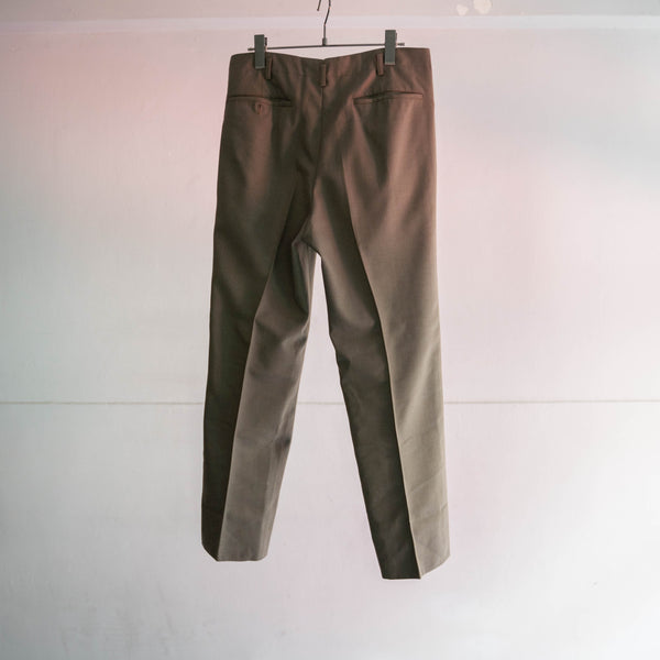 1970s japan vintage khaki beige 1 tuck wool slacks