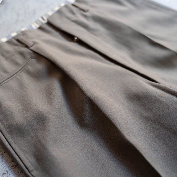 1970s japan vintage khaki beige 1 tuck wool slacks