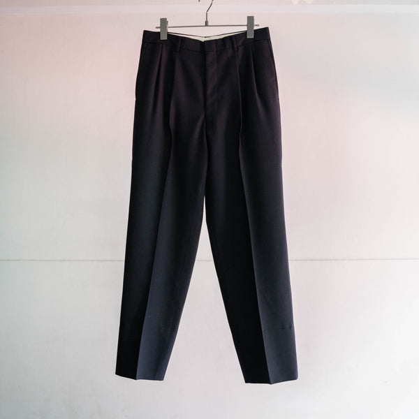 1990s Japan vintage navy wool 2 tuck slacks