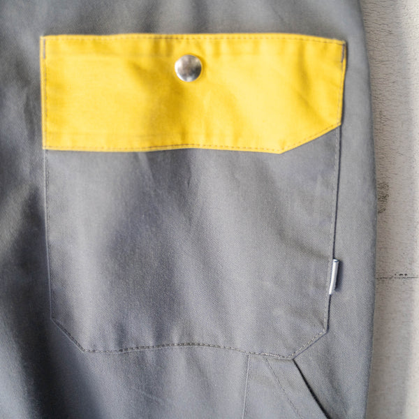 1990-00s Germany gray × yellow work pants