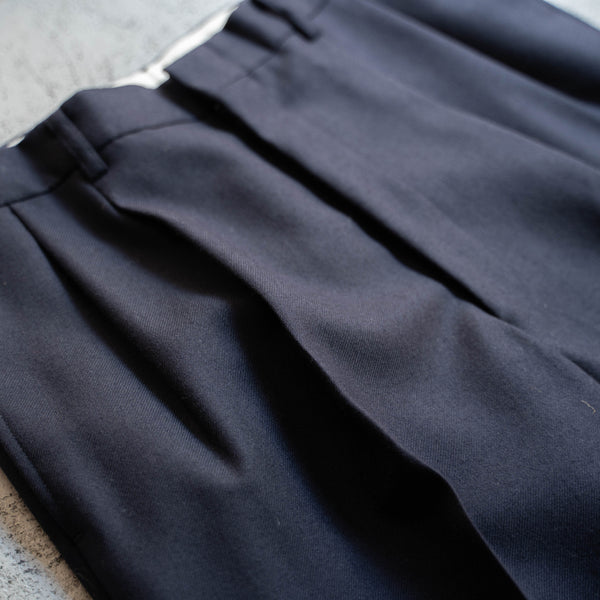 1990s Japan vintage navy wool 2 tuck slacks