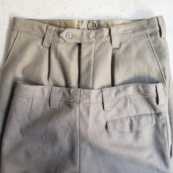 1970s East Germany military khaki beige color one tuck wool pants 'dead stock'