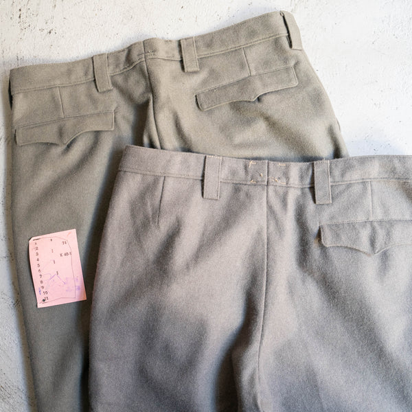 1970s East Germany military khaki beige color one tuck wool pants 'dead stock'