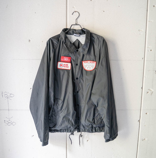 1990-00s raglan sleeve nylon coach jacket 'patch custom' -big size-