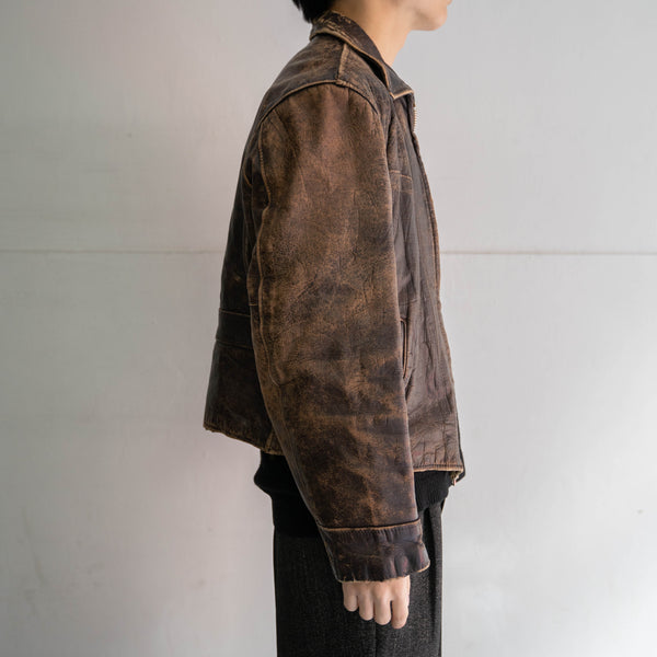 1960-70s Japan vintage brown leather jacket -good boro-