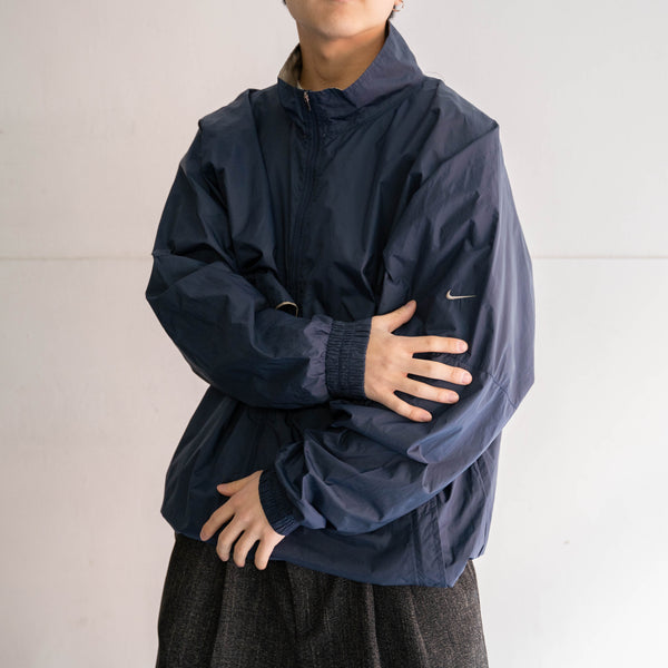 1990-00s NIKE navy nylon blouson -good gimmick-