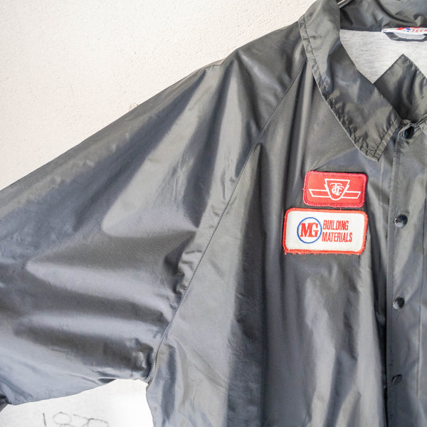 1990-00s raglan sleeve nylon coach jacket 'patch custom' -big size-