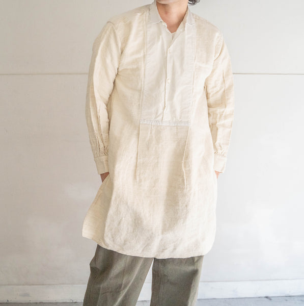 ~1920s France antique linen smock shirt -good fabric-