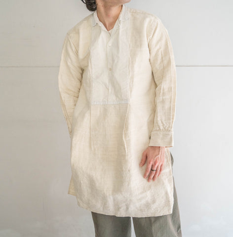 ~1920s France antique linen smock shirt -good fabric-