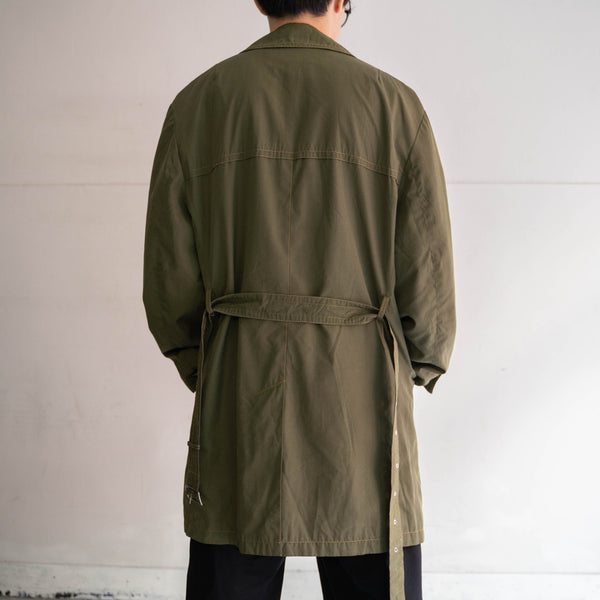 around 1980s Europe green trench coat -with belt-