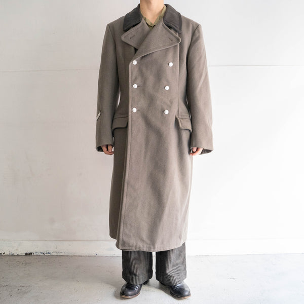 1970-80s East German military NVA officer long wool coat -dark collar- 'dead stock'