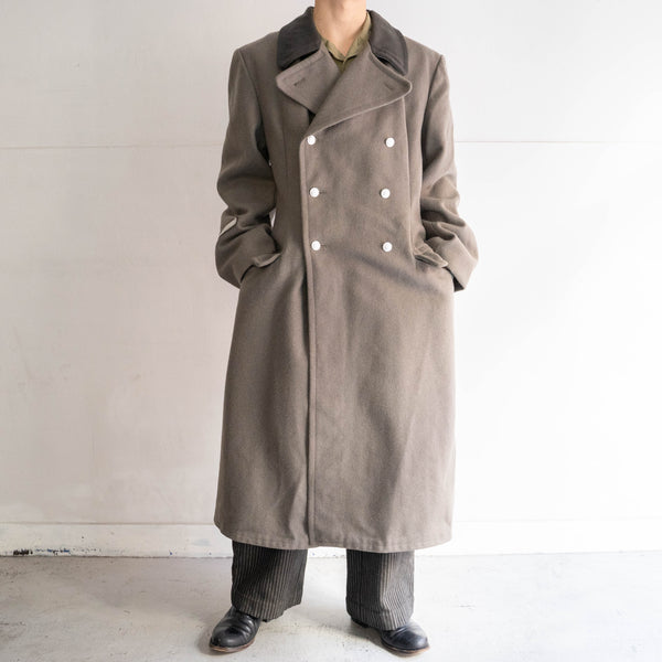 1970-80s East German military NVA officer long wool coat -dark collar- 'dead stock'