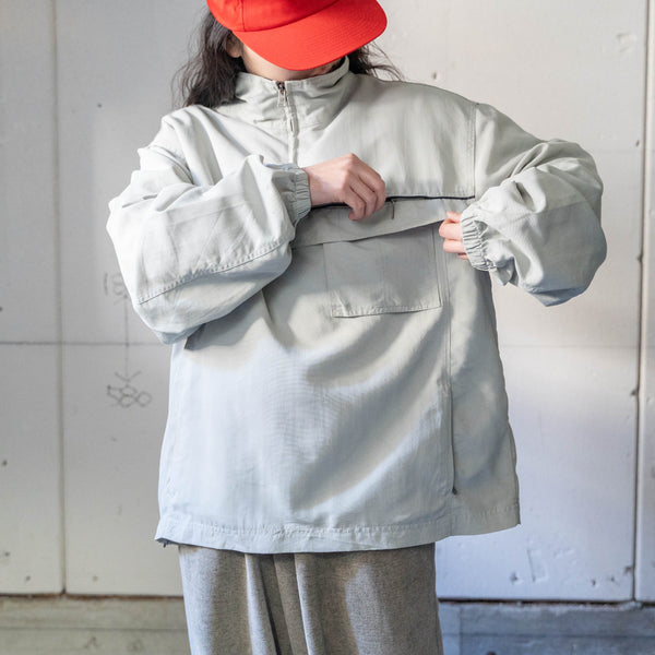 2000s "Timberland" silver color high neck nylon anorak parka