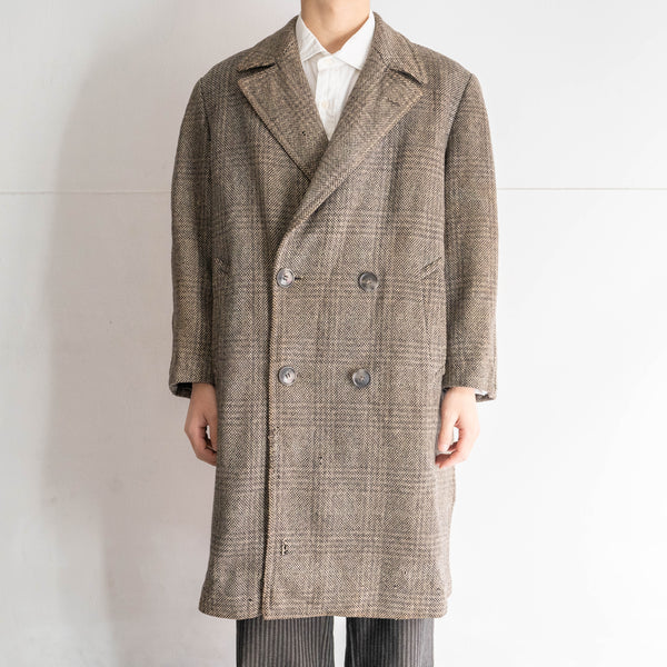 around 1960s France double breasted tweed coat "boro"