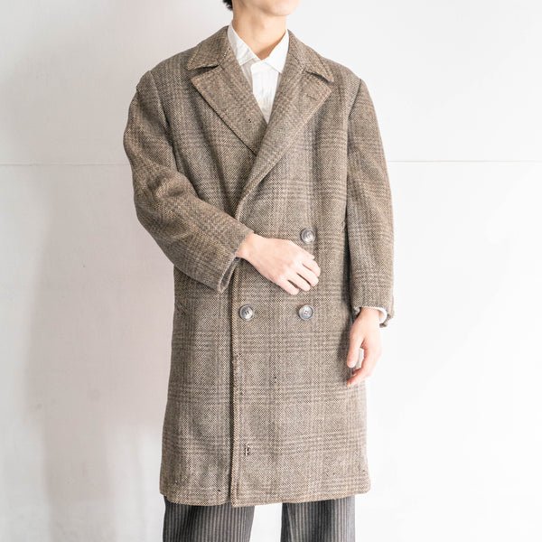 around 1960s France double breasted tweed coat "boro"