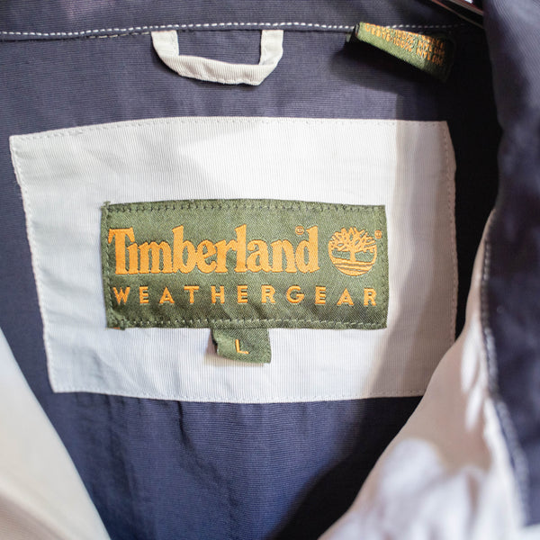 2000s "Timberland" silver color high neck nylon anorak parka