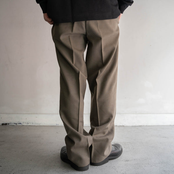 1970s japan vintage khaki beige 1 tuck wool slacks
