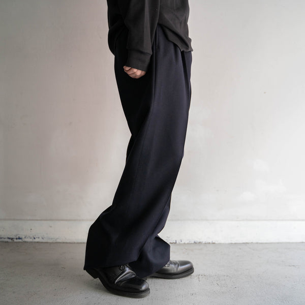 1990s Japan vintage navy wool 2 tuck slacks