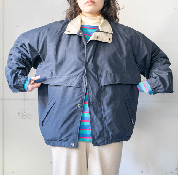 around 2000s "Dickies" navy color high neck nylon jacket