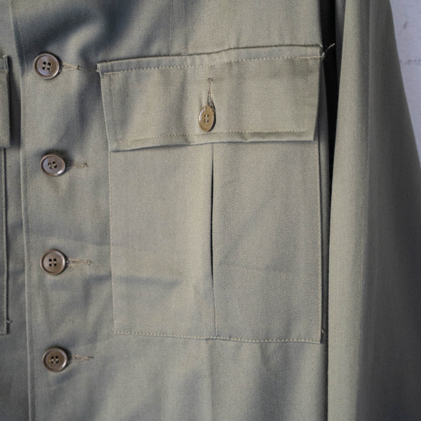 1970s French military cotton satin shirt -jacket 'dead stock' -without epaulette-