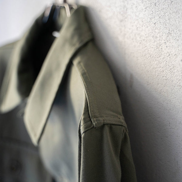 1970s French military cotton satin shirt -jacket 'dead stock' -without epaulette-