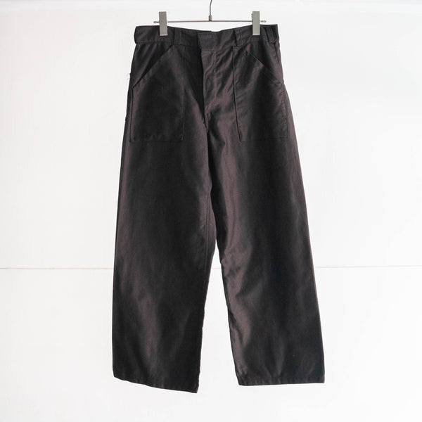 1950-60s Italian military light weight moleskin work pants 'dead stock' "pocket remake" -black dyed-