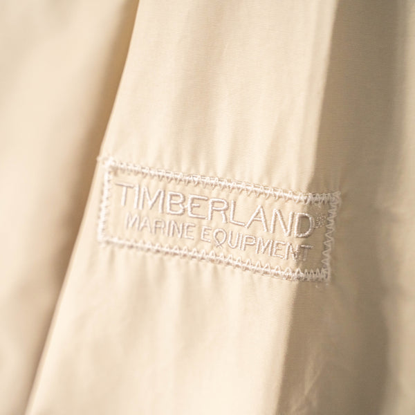 2000s 'Timberland' light beige color cotton × nylon jacket -with chin strap-