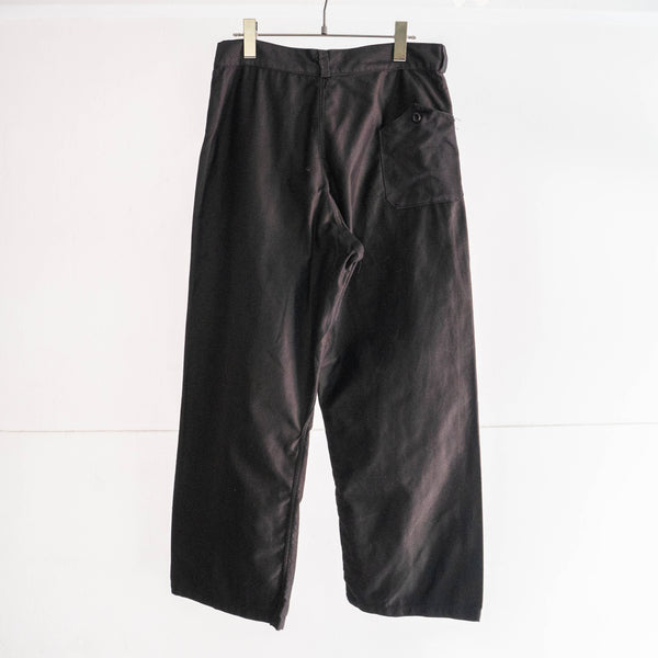 1950-60s Italian military light weight moleskin work pants 'dead stock' "pocket remake" -black dyed-