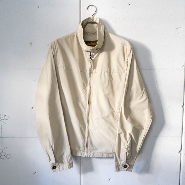 2000s 'Timberland' light beige color cotton × nylon jacket -with chin strap-