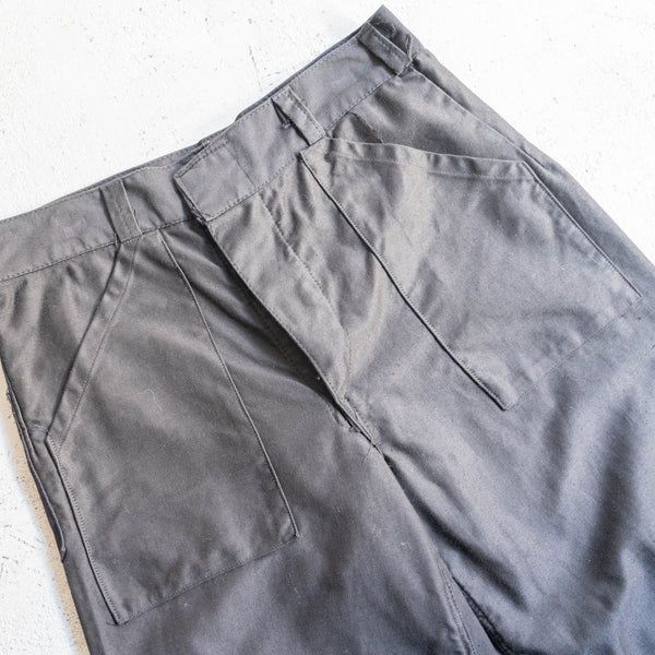 1950-60s Italian military light weight moleskin work pants 'dead stock' "pocket remake" -black dyed-