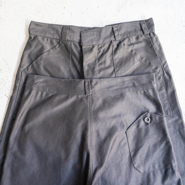 1950-60s Italian military light weight moleskin work pants 'dead stock' "pocket remake" -black dyed-