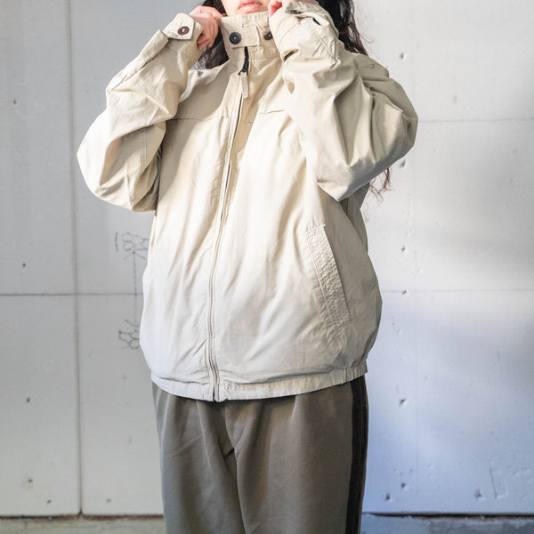 2000s 'Timberland' light beige color cotton × nylon jacket -with chin strap-