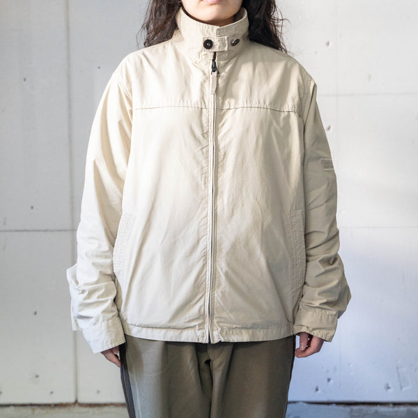 2000s 'Timberland' light beige color cotton × nylon jacket -with chin strap-