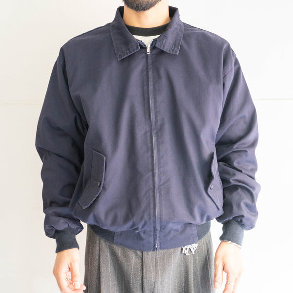 1990s British navy color swing top jacket -check lining-