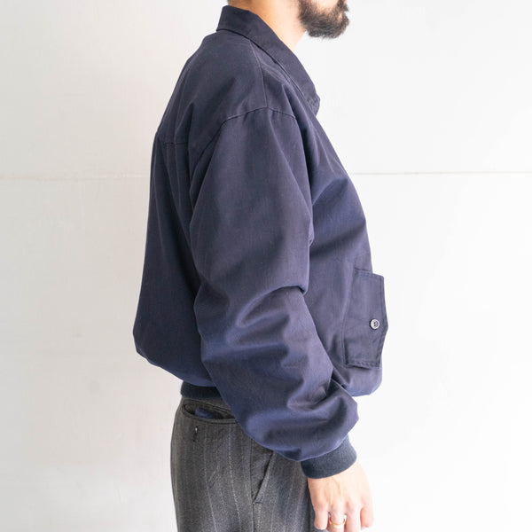 1990s British navy color swing top jacket -check lining-